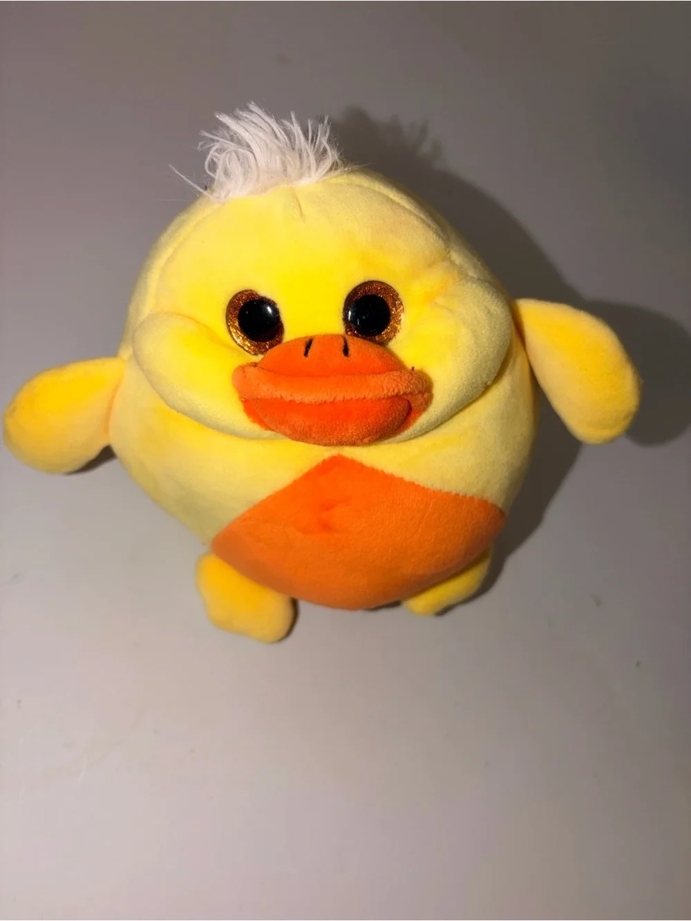 Plush Yellow & Orange Duck Toy for Birds